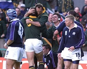 Images Dated 3rd October 1999: Rugby World Cup 1999 Scotland V South Africa Try scorer Brendan Venter celebrates