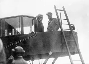 Russian leader Tsar Nicholas II inspects an aeroplane during World War One Circa Russian leader Tsar Nicholas II inspects an aeroplane during World War One Circa