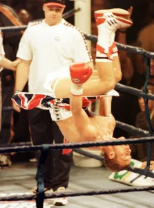 Ryan Rhodes afterbeating Yuri Epifantsev October 1997 Rhodes head over heels in ring Ryan Rhodes afterbeating Yuri Epifantsev October 1997 Rhodes head over heels in ring