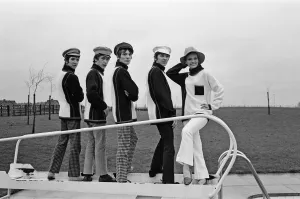 The Sabre Autumn Collection of Men's knitwear being modelled by rock group The Small The Sabre Autumn Collection of Men's knitwear being modelled by rock group The Small