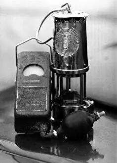 Images Dated 18th March 1979: Safety lamp and meter for use in a coal mine. March 1979 P017735