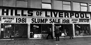 Sales at Hills of Liverpool, Moss Street. 4th March 1981 Sales at Hills of Liverpool, Moss Street. 4th March 1981