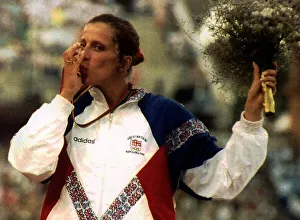 Sally Gunnell Athlete celebrates after winning the 400m hurdles Sally Gunnell Athlete celebrates after winning the 400m hurdles
