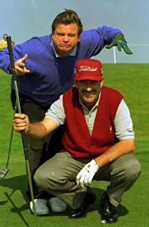 Sam Torrance golfer with comedian Norman Pace on golf second green Benson Sam Torrance golfer with comedian Norman Pace on golf second green Benson