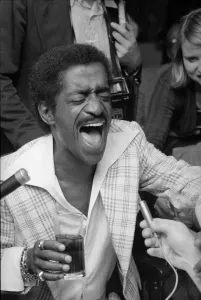 Sammy Davis Jnr at a press conference at Grosvener House, London Sammy Davis Jnr at a press conference at Grosvener House, London
