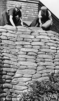 Sandbagging operations in progress at the children's hopsital in Gateshead shortly Sandbagging operations in progress at the children's hopsital in Gateshead shortly