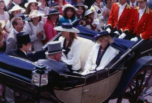 Sarah Duchess of York June 1989 in a carriage with Princess Michael at Ascot Sarah Duchess of York June 1989 in a carriage with Princess Michael at Ascot