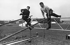 Scaffolding erectors Martin Costello left and Fred Beasley at work on the stage for Scaffolding erectors Martin Costello left and Fred Beasley at work on the stage for