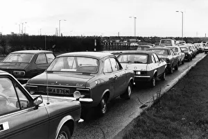 The scene at Northway approach to Switch Island, a major road junction near Aintree in The scene at Northway approach to Switch Island, a major road junction near Aintree in