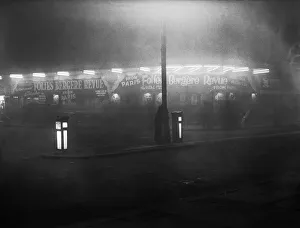 Scenes showing thick fog in Leicester Square, West End of London Scenes showing thick fog in Leicester Square, West End of London