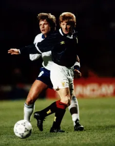 Scotland footballer Gordon Strachan in action against Finland March 1992 Scotland footballer Gordon Strachan in action against Finland March 1992