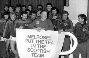 Scotland squad announcing sponsorship deal March 1985 Scotland squad announcing sponsorship deal March 1985