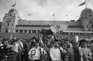 Scottish football fans outside Wembley Stadium following their side' Scottish football fans outside Wembley Stadium following their side'