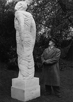 Sculptor Jacob Epstein seen here with one of his works. Circa December 1953 Sculptor Jacob Epstein seen here with one of his works. Circa December 1953