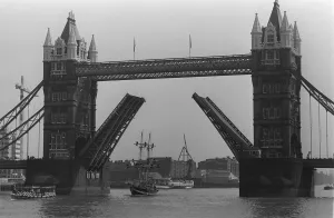 Sea Cadet training ship Royalist April 1972, sailing under Tower Bridge Sea Cadet training ship Royalist April 1972, sailing under Tower Bridge