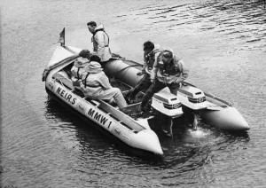 The Seaton Sluice inshore rescue boat shortly after being launched. 8th June 1974 The Seaton Sluice inshore rescue boat shortly after being launched. 8th June 1974