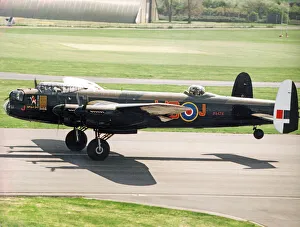 A Second World War Avro Lancaster bomber pictured leaving RAF St Athan after a refit A Second World War Avro Lancaster bomber pictured leaving RAF St Athan after a refit