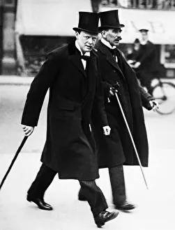 Secretary of State for the Colonies Winston Churchill photographed on his way to Secretary of State for the Colonies Winston Churchill photographed on his way to