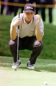 Sergio Garcia golfer July 1999 Preparing to putt during Loch Lomond Tournament Sergio Garcia golfer July 1999 Preparing to putt during Loch Lomond Tournament
