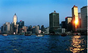 Setting Sun on Hong Kong Island near the Harbour Setting Sun on Hong Kong Island near the Harbour