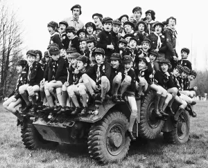 Sixty seven Scouts and cubs clambered onto an army scout car when it called at their camp Sixty seven Scouts and cubs clambered onto an army scout car when it called at their camp