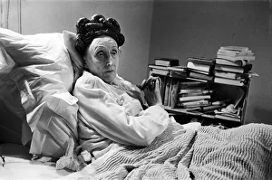 Seventy five year old poet and author Dame Edith Sitwell, in her bed Seventy five year old poet and author Dame Edith Sitwell, in her bed