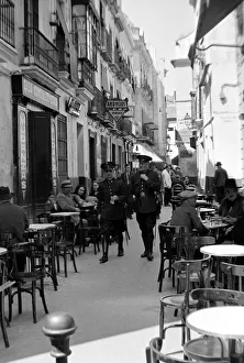 Seville Spain - Street Scene Police Patrol cafes circa 1955 Seville Spain - Street Scene Police Patrol cafes circa 1955