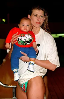 Sharron Davies Swimmer TV Presenter with baby January 1994 A©mirrorpix Sharron Davies Swimmer TV Presenter with baby January 1994 A©mirrorpix