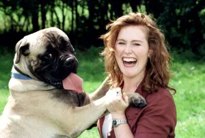 Shauna Lowry TV Presenter with Shamus the Bull Mastive Dog who weighs 10 stone Shauna Lowry TV Presenter with Shamus the Bull Mastive Dog who weighs 10 stone
