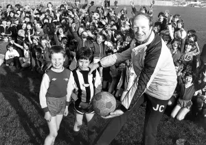 Sheffield Wednesday manager Jack Charlton at a special coach-in at Highfield Sheffield Wednesday manager Jack Charlton at a special coach-in at Highfield