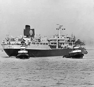 The Shell tanker Zaria seen here being given a helping hand into the River Tees by tugs The Shell tanker Zaria seen here being given a helping hand into the River Tees by tugs