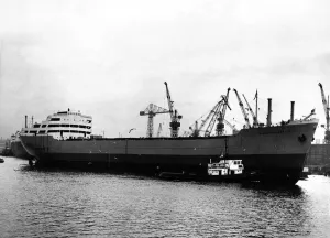 The ship Bamburgh Castle lies in the River Tyne The ship Bamburgh Castle lies in the River Tyne