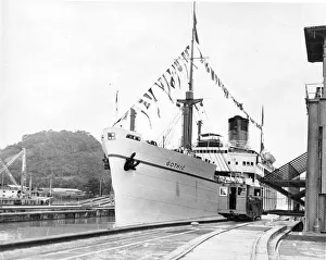The Ship Gothic carrying the Queen and Duke of Edinburgh, entering Padro Migual Locks The Ship Gothic carrying the Queen and Duke of Edinburgh, entering Padro Migual Locks
