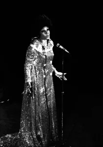 Shirley Bassey performing on stage in concert at Newcastle City Hall 30th April 1971 Shirley Bassey performing on stage in concert at Newcastle City Hall 30th April 1971