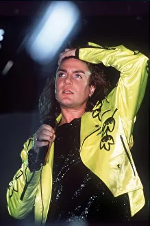 Simon Le Bon singer in pop group Duran Duran in concert at London docklands arena Simon Le Bon singer in pop group Duran Duran in concert at London docklands arena