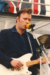 Singer Edwin Collins at the Radio One Road Show 19 July 1995 Singer Edwin Collins at the Radio One Road Show 19 July 1995