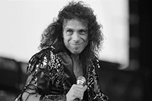 Singer Ronnie James Dio performing at Donnington Festival of Rock. 22nd August 1987 Singer Ronnie James Dio performing at Donnington Festival of Rock. 22nd August 1987