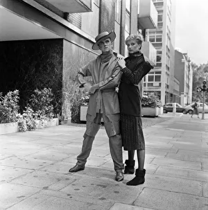 Singer, Steve Strange and model Gail Lawson wearing clothes by Axiom Clothes Singer, Steve Strange and model Gail Lawson wearing clothes by Axiom Clothes