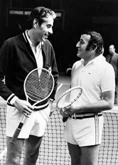 Singer Tony Bennett (right) chatting to his opponent, Pancho Gonzales at the Albert Hall Singer Tony Bennett (right) chatting to his opponent, Pancho Gonzales at the Albert Hall