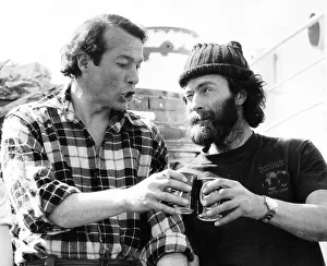 Sir Ranulph Fiennes Transglobe Sailing Expedition making a toast with Charlie Burton Sir Ranulph Fiennes Transglobe Sailing Expedition making a toast with Charlie Burton