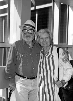 Sir Richard Attenborough and wife at Heathrow Airport. August 1992 P016951 Sir Richard Attenborough and wife at Heathrow Airport. August 1992 P016951