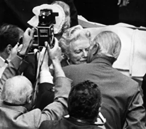 As Sir Winston Churchill was carried on the stretcher across the pavement between the RAF As Sir Winston Churchill was carried on the stretcher across the pavement between the RAF