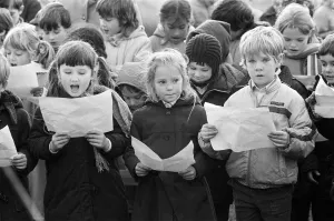 Someone's not singing as these children from Netherton Infants School present carols Someone's not singing as these children from Netherton Infants School present carols