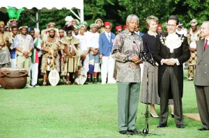 South African President Nelson Mandela seen here in Hyde Park on the second day of his South African President Nelson Mandela seen here in Hyde Park on the second day of his
