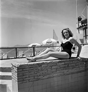 South of France. Bessie Wery at Juan-le-Pins. July 1950 O25247 South of France. Bessie Wery at Juan-le-Pins. July 1950 O25247