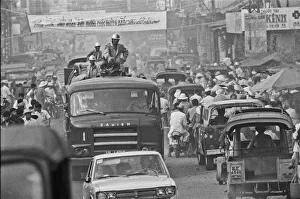 South Vietnamese fire service trying to make their way through the congested streets of South Vietnamese fire service trying to make their way through the congested streets of