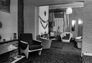This spacious lounge at a home in Liverpool was originally two rooms. 12th January 1970 This spacious lounge at a home in Liverpool was originally two rooms. 12th January 1970