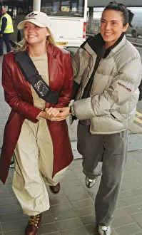 The Spice Girls Emma Bunton and Mel C November 1998 leave Heathrow Airport for Chicago The Spice Girls Emma Bunton and Mel C November 1998 leave Heathrow Airport for Chicago