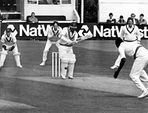 Images Dated 26th May 1986: Sport - Cricket - Glamorgan County Cricket Club - Hugh Morris the Glamorgan batsman plays