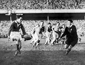 Sport - Rugby - Welsh outside half Cliff Morgan kicks ahead in Wales' Sport - Rugby - Welsh outside half Cliff Morgan kicks ahead in Wales'